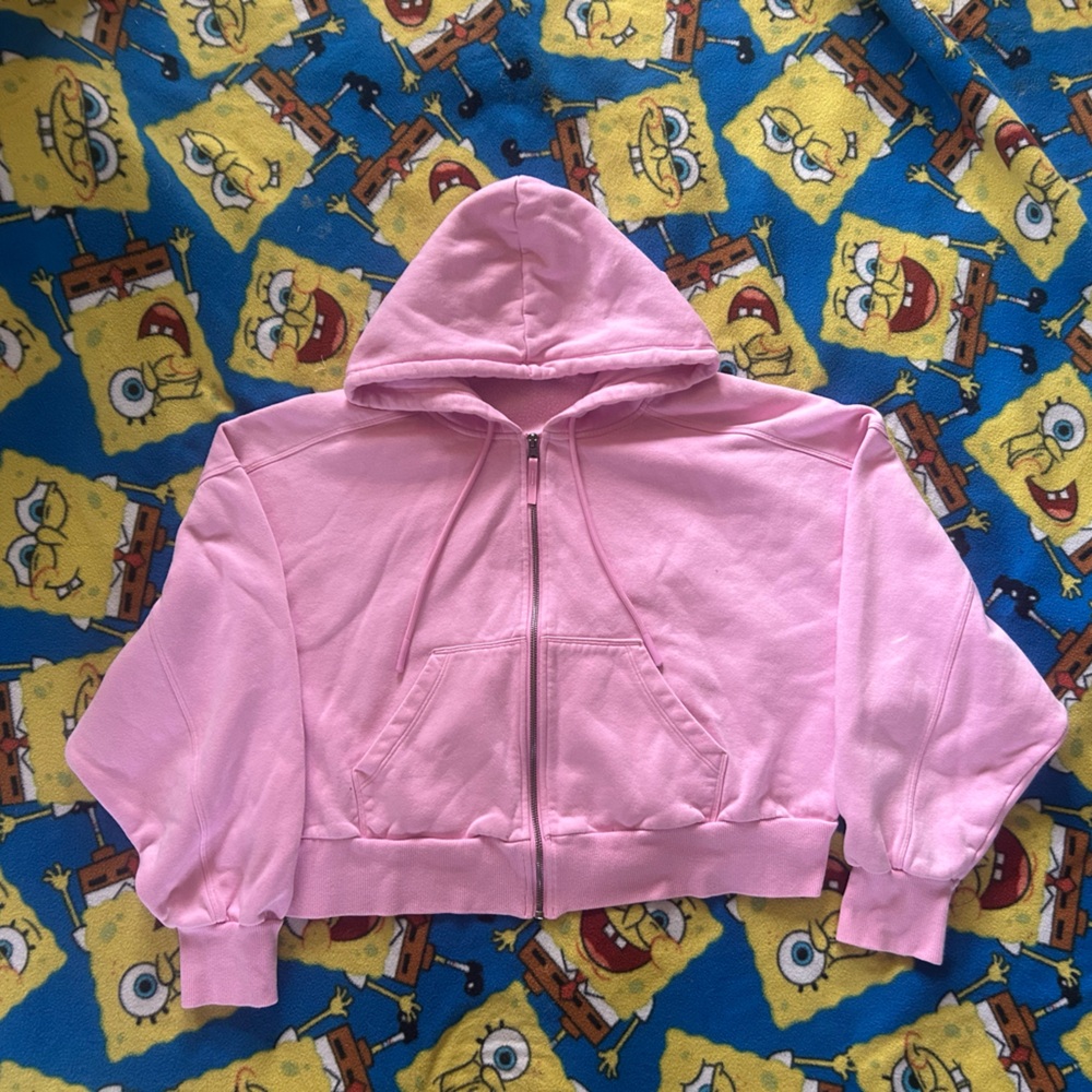 Cropped JoyLab Light Pink Hooded Zip Sweatshirt